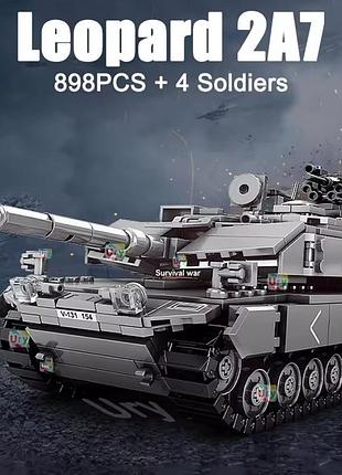 Конструктор военный танк leopard 2a7+ 898+ деталей для детей 6+ лет 1:14