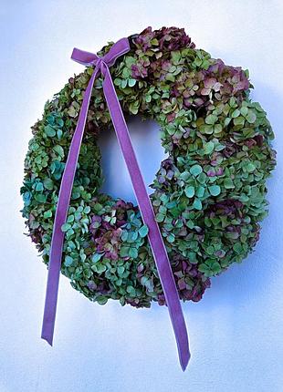 Венок из гортензий (натуральные, сушеные цветы) d=30 cm