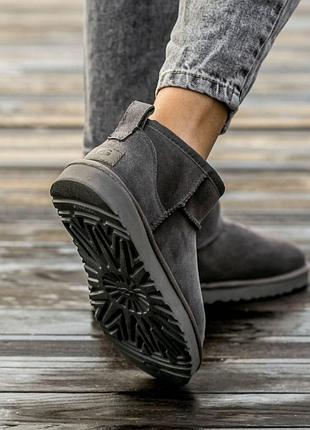 Угги ugg classic ultra mini grey / натуральная замша + плотная овчина ➡️ 41р/на стопу 26,5см