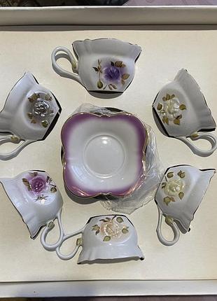 Набір фарфорових чашок «троянда»