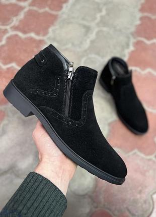 Новинка! замшевые ботинки на двух замках на натуральном меху