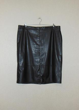 Супер-бат!! юбка стретчевая эко/кожа с начесом yessica от c&amp;a (немечковая) большой размер