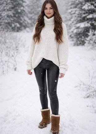 Теплі  шкіряні лосіни  штани на  зріст 158-164