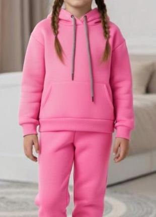 Флісовий костюм для дівчинки рожевого кольору