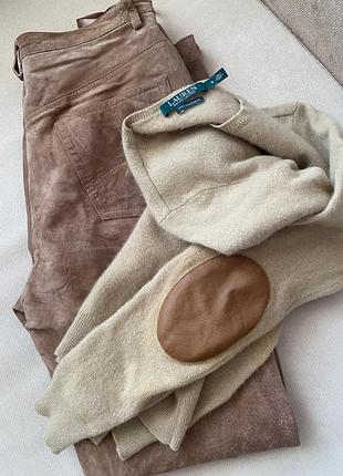 Брюки джинси із натуральної замші колір 🐫 кемел