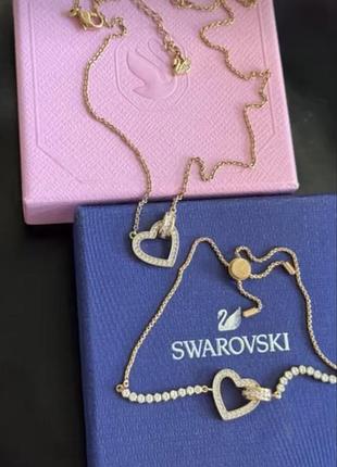 Swarovski кольє і браслет серденька подарунок до дня валентина