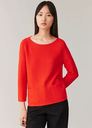 Вовняний джемпер cos червоний светр шерстяний, 100% вовна, шерсть, базовий, мінімлістичний, кофта