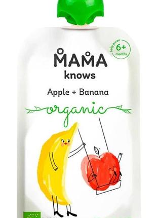 Пюре mama knows яблуко-банан органічне 90г уцінка