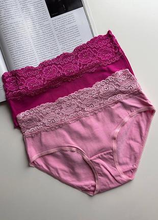 1188 комплект набір жіночих бавовняних трусиків сліпів з мереживом