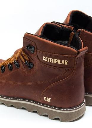 Ботинки кожаные зимние cat rider nubuck рыжие9 фото