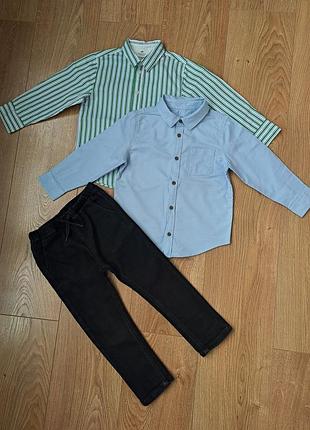 Набор/рубашка с длинным рукавом для мальчика/чёрные джинсы
