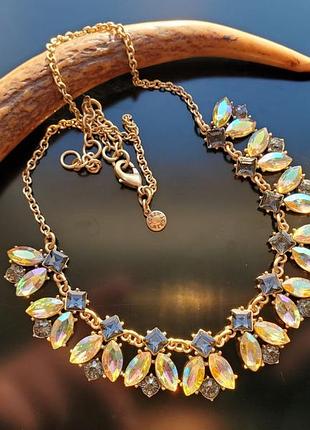 J. crew золотистое колье с кристаллами ab aurora borealis