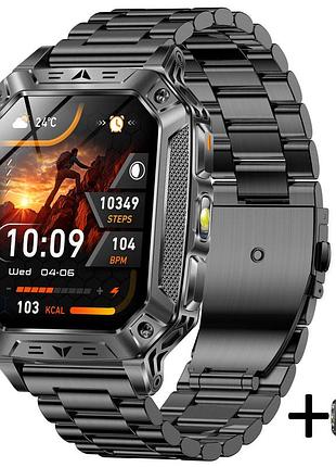 Мужские наручные умные смарт часы smart formula k+ steel, 2 ремешка