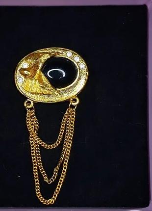 Винтажная брошь с натуральным камнем