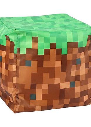 Пуф м'який дитячий "земля" minecraft (50х50х50см, наповнювач - пінопластові кульки, у плівці)