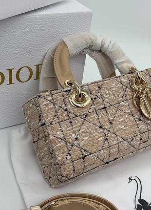 Текстильна твідова сумка lady d-joy 22см з вишивкою cannage 6