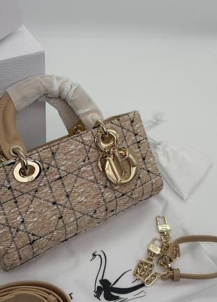 Текстильна твідова сумка lady d-joy 22см з вишивкою cannage 4