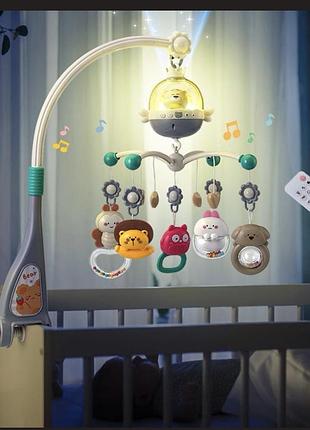 Карусель на ліжечко на дистанційному керуванні, () — пульт, підвіски 5 шт., проєктор, музика, звук, світло