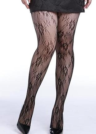 Колготки з квітами мереживні кружевні ажурні колготи сіточка