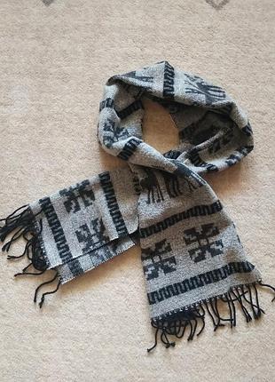 Тёплый большой шарф с оленями или в подарок