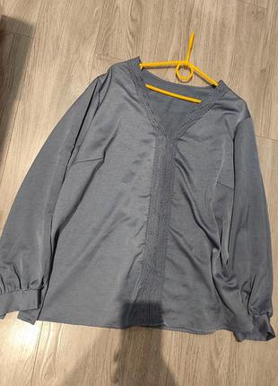 Блуза, сорочка смарагдова атласна сатинова shein