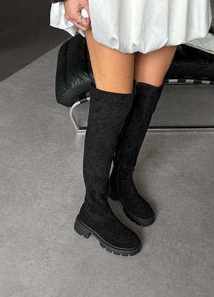 Накладний платіж ❤ євро зима замшеві ботфорти на тракторній підошві утеплені хутром