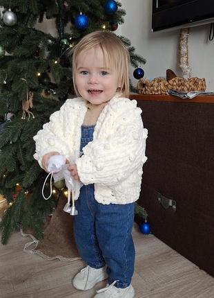 Дитячий в’язаний кардиган для малюка 86–92  молочний