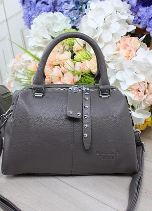 Жіноча стильна та якісна сумка з еко шкіри сіра