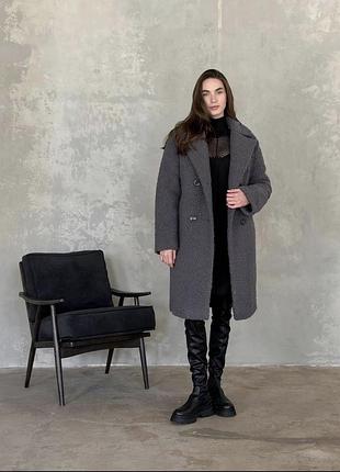 Шубка тедді сіра