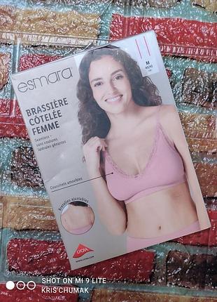 Арт.0063 бюстгальтер-топ спортивный в рубчик розовый от esmara размер евро м 40/42