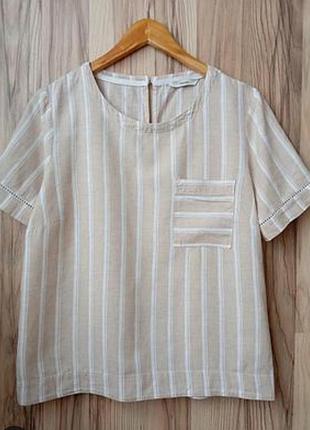 Рубашка женская в полоску, блуза лен-извозкоза большой размер george