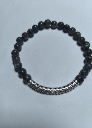 Браслет з ларвікіту (чорний лабрадор)