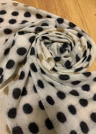 Елегантний  палантин, шарф зі 100% вовни , принт горох