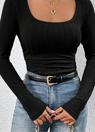 Лонгслив черный с длинным рукавом