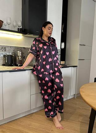 Піжама жіноча рожева осіння весняна літня зимова шовкова