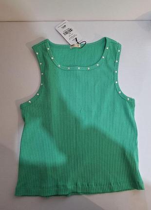 Майка топ у рубчик зелений
