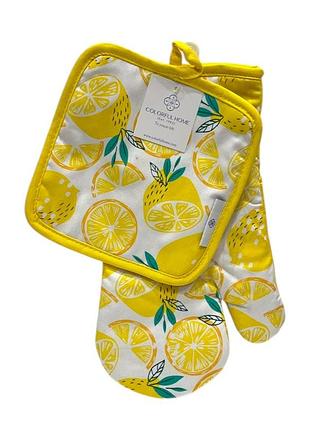 Набор для кухни - перчатка (28*17 см) и прихватка (17*17 см), разноцветный, 1 набор, арт 020036, ассорти