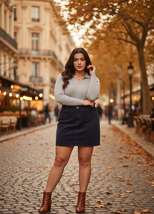 Микровельветовая женская короткая юбка темно-синяя