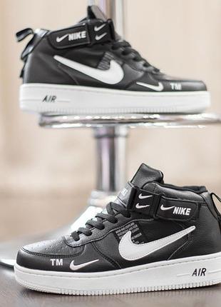 Nike air force 1 mid black white женские зимние ❄️ кроссовки новые (арт.5071)