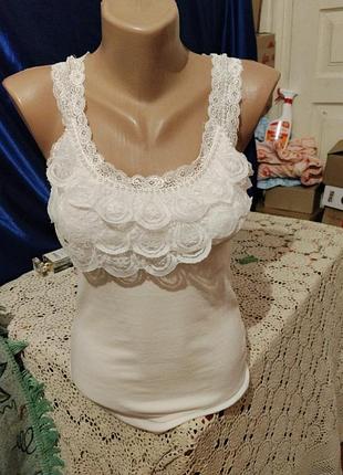 Майка декор рюши 95%котон