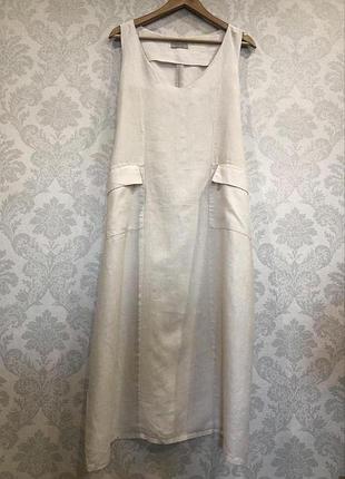 Льняний сарафан цікавого крою wrap linen dress