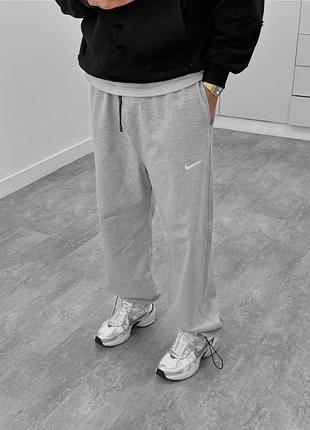 Спортивні штани чоловічі / жіночі сірі меланжеві на флісі теплі осінні весняні зимові