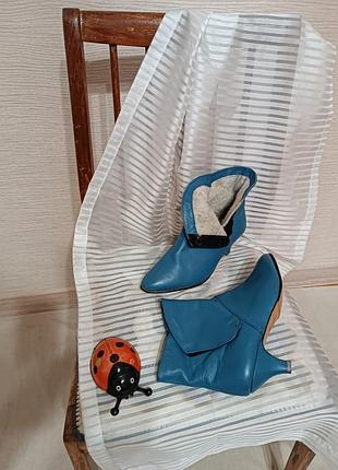 Женские синие ботинки челси острый носок 38 размер