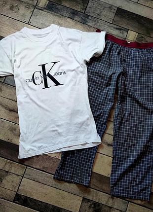 Чоловіча пижама для сна і дому calvin klein комплект футболка+штани розмір l