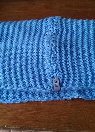 Вязаный мохерный шарф - снуд edira голубого цвета, в новом состоянии