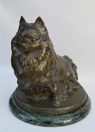 Бронзовая скульптура "шпиц", 2004 год. работа скульптора жирнов в. есть. (1673)