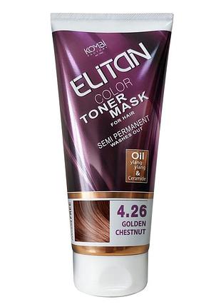 Тонуюча маска для волосся elitan (туба 150 мл), № 4.26 - золотисто-каштановий