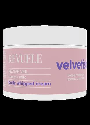 Нежный увлажняющий крем для тела revuele velvetish nectar veil с молоком и медом, 300 мл