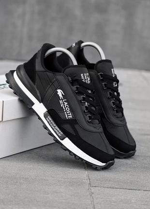 Кросівки чорно білі lacoste elite active black and white