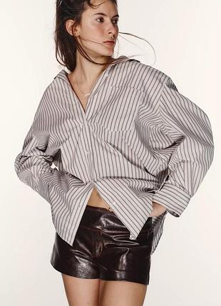Рубашка оверсайз в полоску с рукавами «летучая мышь»